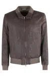 Stewart Zip-up Leather Jacket In Brown