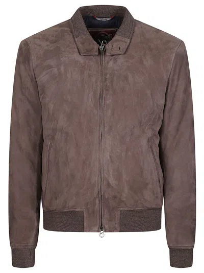 Stewart Nuvola Minimalistic Brown Leather Bomber Jacket