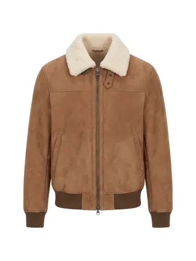 Stewart Sean Shearling-collar Leather Jacket In Multi