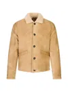 Stewart Shearling-collar Leather Jacket In 브라운