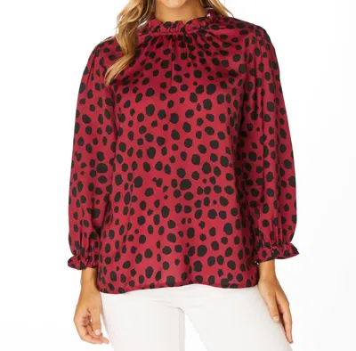 Stewart Simmons 3/4 Sleeve Blouse In Garnet In Multi