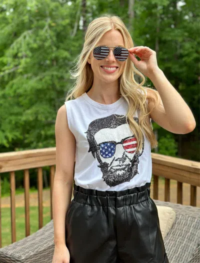Stewart Simmons Abe Sequin Muscle Tank Top In Whiote In White