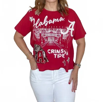 Stewart Simmons Alabama 4th Quarter Sequin Tee In Red