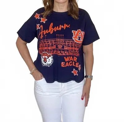 Stewart Simmons Auburn 4th Quarter Sequin Tee In Navy In Blue