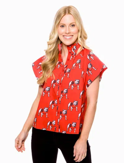 Stewart Simmons Bulldogs Poplin Blouse In Red In Orange