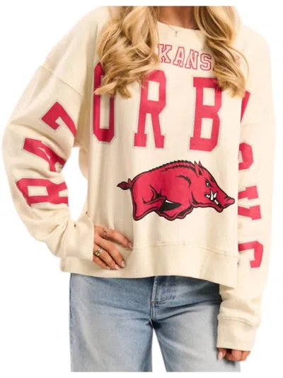 Stewart Simmons Classic Boxy Sweatshirt In Beige In Pink