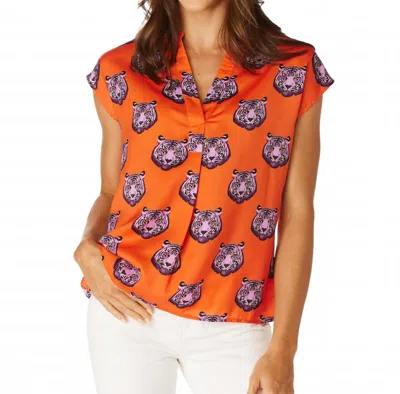 Stewart Simmons Clemson V-neck Blouse In Orange
