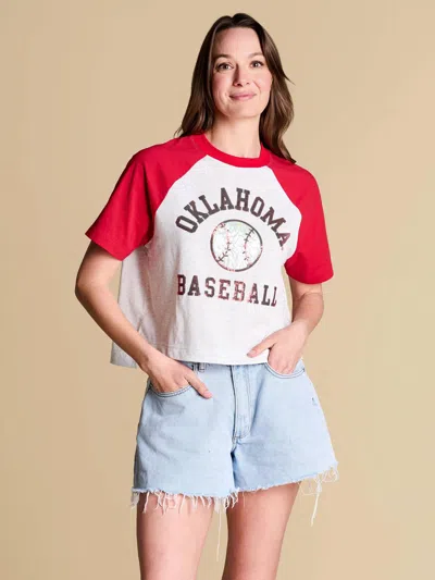 Stewart Simmons Dugout Sequin Short Sleeve Tee In Red/white