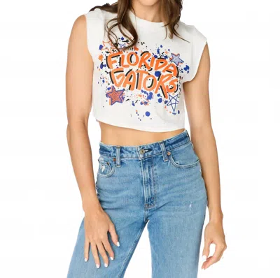 Stewart Simmons Florida Gators Cap Sleeve Crop Top Tee In White