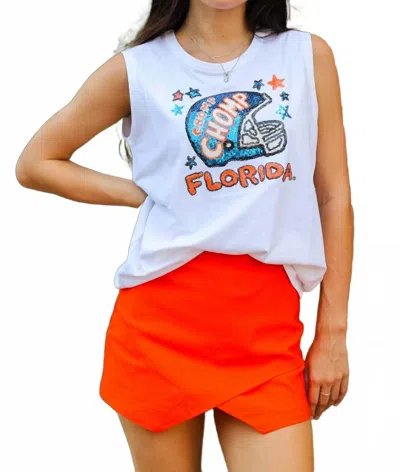 Stewart Simmons Florida Helmet Sequin Tank In White