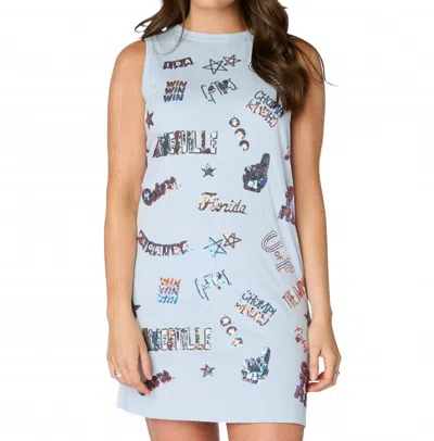 Stewart Simmons Florida Sequin Spirit Sleeveless Dress In Light Blue