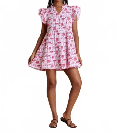 Stewart Simmons Flutter Sleeve Dress In Alabama In Multi