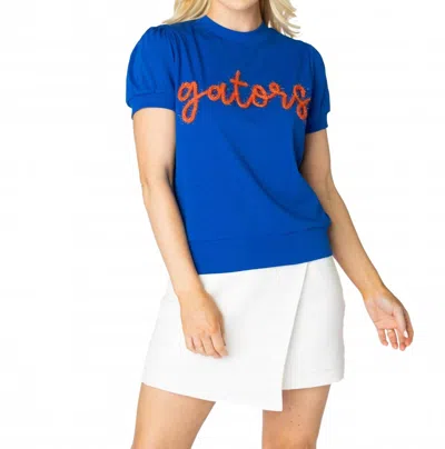 Stewart Simmons Gators Glitter Script Short Sleeve Top In Blue
