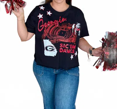 Stewart Simmons Georgia Fourth Quarter Sequin Tee In Black Multi