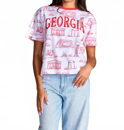 Stewart Simmons Georgia Team Toile Embroidered Tee In White Red
