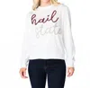 Stewart Simmons Hail State Glitter Script Long Sleeve Tee In White In White
