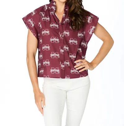 Stewart Simmons Mississippi State Poplin Blouse In Maroon In Red