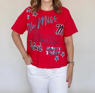 Stewart Simmons Ole Miss 4th Quarter Sequin Tee In Red