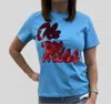 Stewart Simmons Ole Miss Sequin Spirit Tee In Blue In Blue