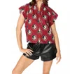 Stewart Simmons Seminole Poplin Blouse In Red In Red