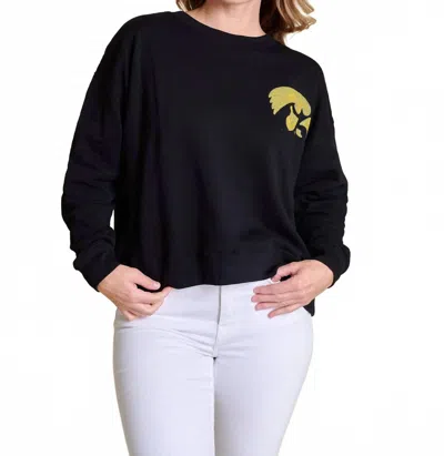 Stewart Simmons Sequin Boxy Iowa Sweatshirt In Black