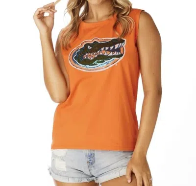 Stewart Simmons The Florida Sequin Tank Top In Orange