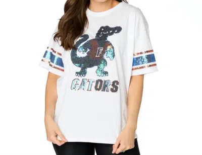 Stewart Simmons The Gators Sequin Crop Top In White