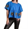 Stewart Simmons The Puff Sleeve Peplum Top Kentucky In Blue In Blue