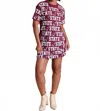 Stewart Simmons The Sequin Repeat T-shirt Dress Miss State In Plum In Pink