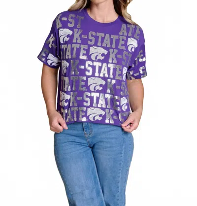 Stewart Simmons The Sequin Repeat Tee Kansas State In Purple