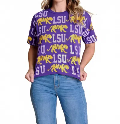 Stewart Simmons The Sequin Repeat Tee Lsu In Purple