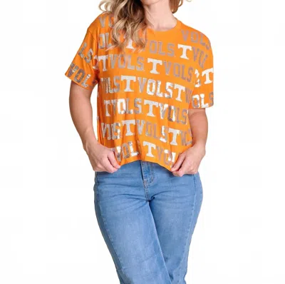 Stewart Simmons The Sequin Repeat Tee Tennessee In Orange