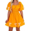 Stewart Simmons University Of Tennessee Puff Sleeve Mini Dress In Orange In Orange