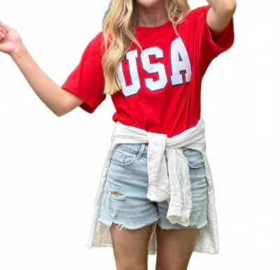 Stewart Simmons Usa Boyfriend Short Sleeve Tee In Red