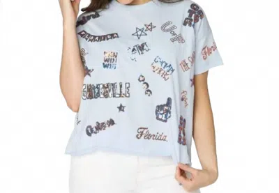 Stewart Simmons The Florida Sequin Spirit Tee In Light Blue