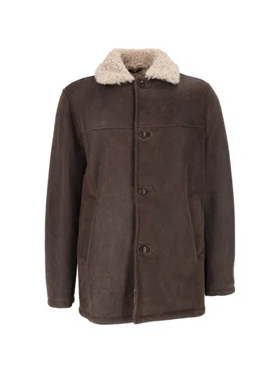 Stewart Steve-montone Invecciato Unlined Shearling Jacket In Brown