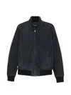 Stewart Suede Bomber Jacket In Blue