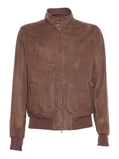 Stewart Suede Boston Jacket In Brown