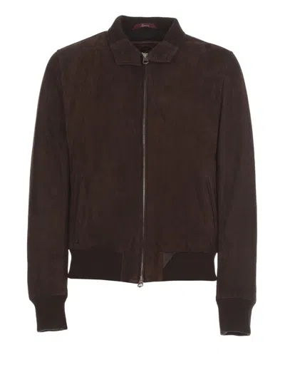 Stewart Suede Leather Jacket In Brown