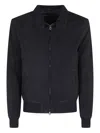 Stewart Zip Suede Jacket In Blue