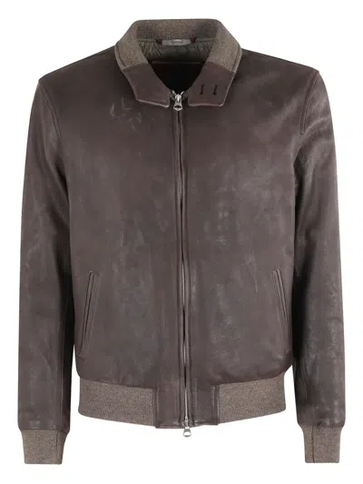 STEWART ZIP-UP LEATHER JACKET