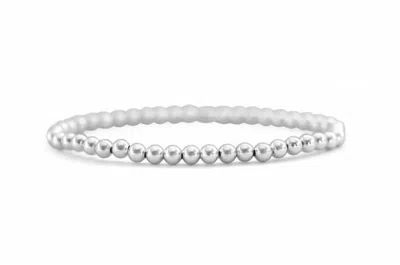 Stia Classy & Comfortable Beaded Stretch Bracelets - 4mm Round In Silver