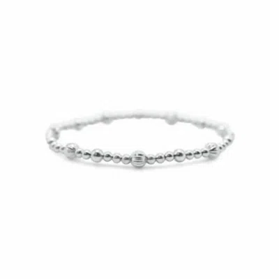 Stia Diamond Cut & Plain 3 To 1 Stretch Bracelets In Silver