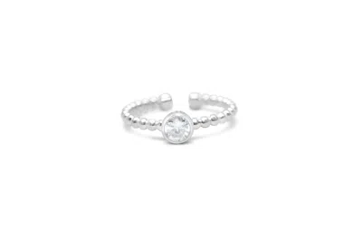 Stia Women's It Fits Droplet Wire Clear Cz Bezel Ring In Silver