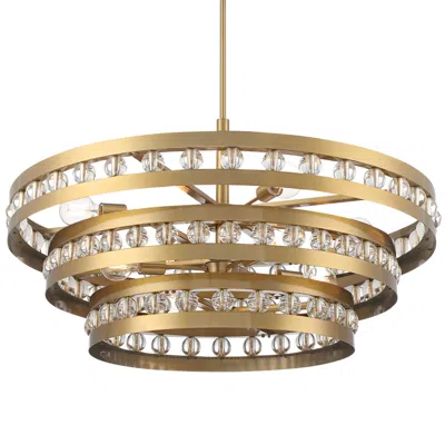Stiffel Artyom 40" Wide Warm Gold 8-light Crystal Ring Pendant