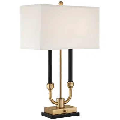 Stiffel Barclay 28" Traditional Black Gold Lamp With Dual Usb Ports