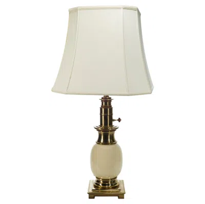 Pre-owned Stiffel Brass & White Porcelain Ostrich Egg Table Lamp 1959s