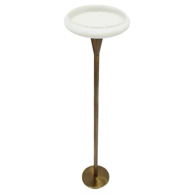 Pre-owned Stiffel Brass Base With Iridescent Shell Scallop Edge Shade Floor Lamp Torchere Mint! In Transparent