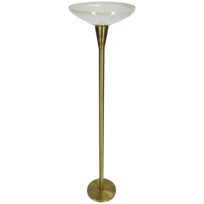 Pre-owned Stiffel Brass Tall Torchere Floor Lamp Iridescent Shade In Transparent