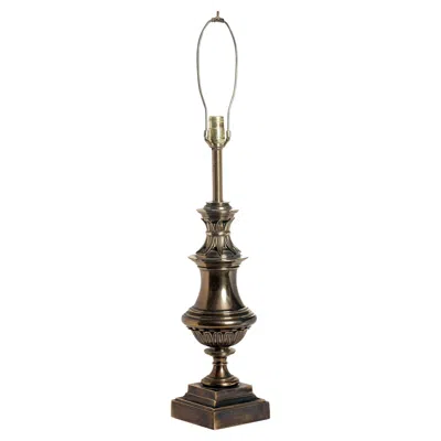 Pre-owned Stiffel Brass Urn Lamp By Stieffel With Original Midcentury Shade In Black